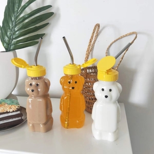 Mật Ong Jar Rõ Ràng Nhựa Bóp Mật Ong Chai Gấu Mật Ong Container Dispenser Với Lật Top Nắp Và Con Dấu - Product Image 1