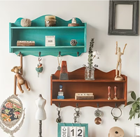 Étagère murale multifonctionnelle en bois blanc massif, classique, à double niveau, pour le salon, décoration de la maison