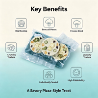 Pizza lyophilisée aux coquilles Saint-Jacques et brocoli, enrichie en fibres, vitamines et protéines, pour animaux à stomac sensible, prix de gros