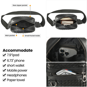 Bolsa Transversal de Couro Genuíno DUJIANG com Fecho de Zíper, Design de Alta Qualidade e Durável para Homens - Uso Diário e Viagens - Product Image 5