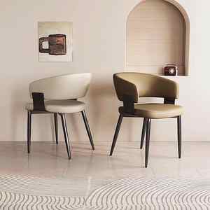 <span class=keywords><strong>Chaise</strong></span> de salle à manger en cuir et métal rembourrée pour accoudoir de luxe de style national nordique - Product Image 4