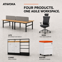 Ensemble de mobilier de bureau à plan ouvert ATWOKA, postes de travail personnalisés, chaises ergonomiques, supports et étagères de rangement