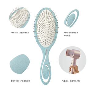 High Quality Wheat Straw Handle Eco-friendly for <b>Wigs</b> Home New Massage Steel Needle Air Cushion Hair <b>Brush</b> for Salon Hair <b>Brush</b> - Product Image 4