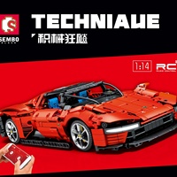 Set de Bloques de Construcción Sembo Electric Flame Shadow 1:14, Auto Deportivo de Carrocería Ancha, Plástico ABS, Juguete Educativo Electrónico, Superventas