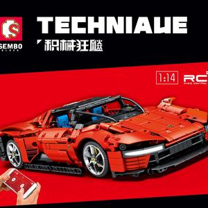 Meilleures ventes Sembo Electric Flame Shadow 1:14 Voiture de sport à carrosserie large Ensembles de blocs de construction en plastique ABS Jouets de course automobile en briques - Product Image 2