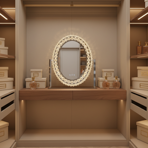 Square Desktop Led Crystal <b>Makeup</b> <b>Mirror</b> <b>with</b> Frame - Product Image 5