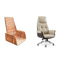 Chaise de bureau exécutive ergonomique moderne en cuir beige avec accoudoirs réglables en cuir, chaise de direction confortable