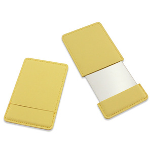 Custom Personal Logo Portable Small Rectangle PU Leather Pocket Mirror Pull-Out Design for Travel Promotional Makeup Mirrors