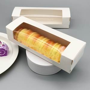 Caja <span class=keywords><strong>rectangular</strong></span> para tartas de cartón blanco, caja transparente para embalaje de galletas y postres con ventana - Product Image 1