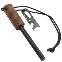 1/2inch Big-Hands Grip Manche en bois Feuerstahl Outdoor Survival Gear Ferro Rod Fire Steel Flint