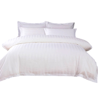 Parure de lit 4 pièces en satin de coton pur 100% rayé, style hôtelier, 300 fils, respirante et écologique, vente en gros