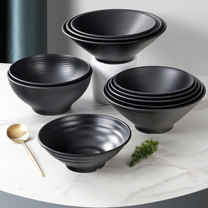 Juego de Tazones de Melamina Desechables Personalizados para Restaurante Japonés, Modernos, Ecológicos, para Sopa de Fideos <span class=keywords><strong>Lamian</strong></span>, Color Negro, para Bodas - Product Image 3