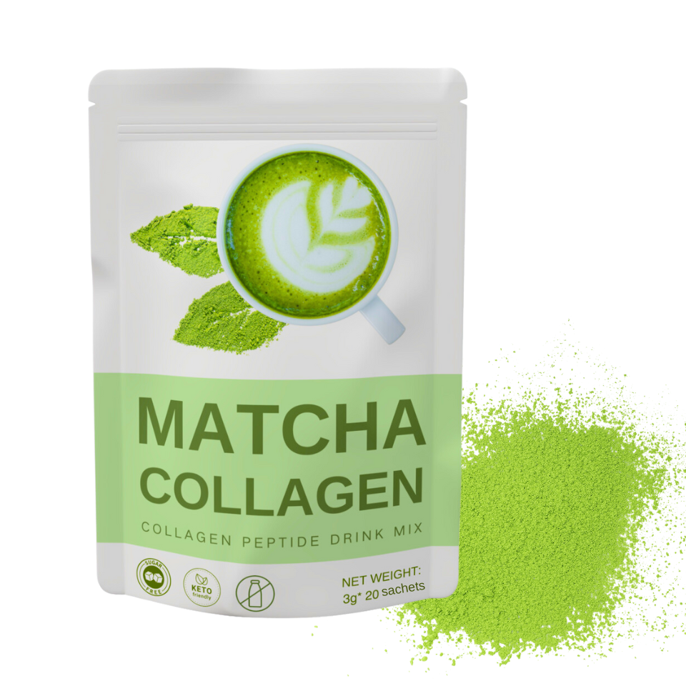 Poudre de matcha instantanée boisson au collagène thé aux herbes matcha japonais pour la santé de la peau, des cheveux et des ongles