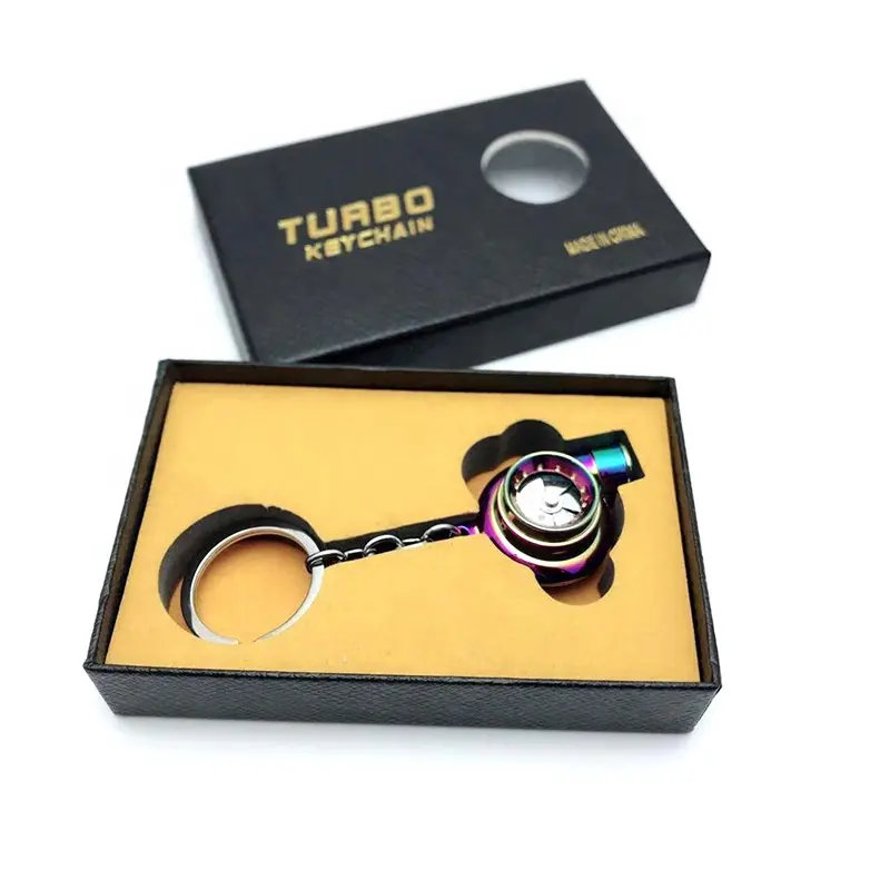 Wholesale Automotive LED Spinning Sound Turbo Keychain Mini Metal Creative Luminous LED Car Turbo Keychain