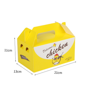 Custom food grade take away fried chicken kraft paper box packaging with paper handle