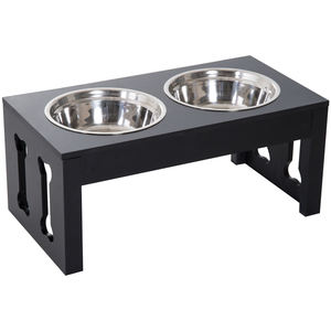 23 "moderno cane decorativo osso di legno pesante Pet Pet Food ciotola elevata stazione di alimentazione-nero - Product Image 1