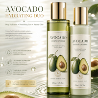 Ensemble de soins pour la peau à l'avocat 5 pièces, vitamine C, acide hyaluronique, kit de soin hydratant pour le visage, crème hydratante, sérum, tonique, nettoyant, OEM