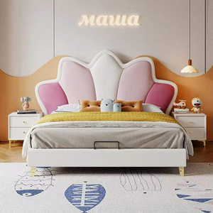Letto in Pelle di Alta Gamma, Moderno e Lussuoso, Matrimoniale Imbottito Sospeso, Arredamento per Camera da Letto di Villa - Product Image 4