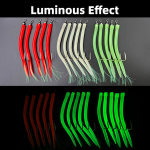 Juego de anzuelos luminosos para anguila, anzuelos de vástago largo con púas, señuelos coloridos para lubina rayada, tubo de arrastre, cebo para pesca en agua salada - Product Image 3
