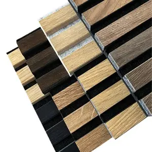Wellyoung नव डिजाइन हवा का झोंका लकड़ी पॉलिएस्टर ध्वनिक फाइबर लकड़ी लिबास ध्वनिक दीवार पैनलों के लिए आंतरिक सजावट 240cm * 60cm