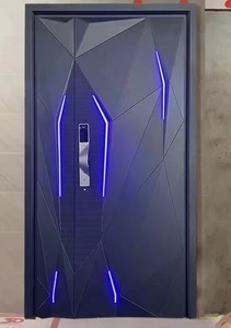 Portes pivotantes doubles en bois au design <span class=keywords><strong>moderne</strong></span>, imperméables, pour entrées de maison, avec cadre en acier inoxydable - Product Image 4
