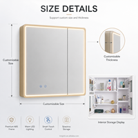 Kingstin Mueble Espejo ABS LED para Baño | 3 Colores, Antivaho, Bluetooth, Android Opcional