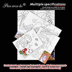 Kit di pannelli di tela da dipingere per bambini Panwenbo e kit Sip, tela pre-disegnata per dipingere animali, tela pre-stampata per pittura fai da te - Product Image 2