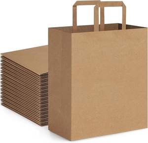 Vente d'usine - Sacs d'emballage alimentaire en papier kraft blanc et brun avec logo imprimé, poignées torsadées, sacs à provisions, sacs cadeaux pour bijoux - Product Image 1