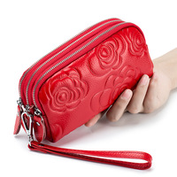 Dompet wanita kulit asli merek mewah dompet clutch bermerek untuk wanita tas tangan kecil dompet kulit ritsleting tas tangan Mini