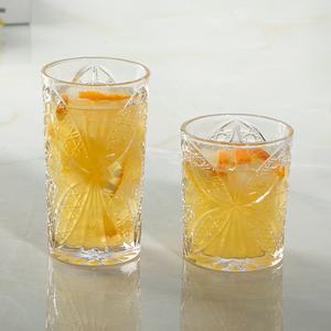 ダブル昔ながらのスピリットウイスキーガラスカップエンボスハイボールジュースグラス - Product Image 5