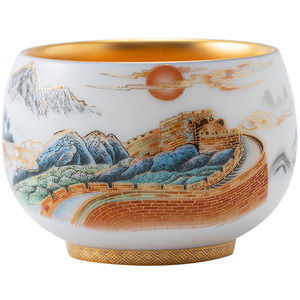 Juego <span class=keywords><strong>de</strong></span> Té Kung Fu Grande Dorado Hecho a Mano, Estilo Chino, Taza <span class=keywords><strong>de</strong></span> Cien Bendiciones con <span class=keywords><strong>Sutra</strong></span> del Corazón - Product Image 5