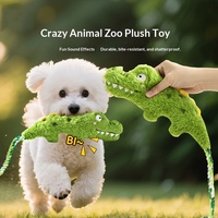 Jouets pour chiens Crazy Zoo, peluche à motif crocodile, corde interactive vocale pour tirer la balle, résistante aux morsures