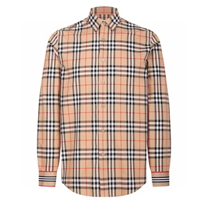 Camisa Burberry Blanca de Manga Larga para Hombre, Diseño Clásico a Cuadros, Transpirable, Camisa Formal de Otoño - Product Image 6