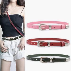 Ceinture décontractée pour femme <span class=keywords><strong>en</strong></span> cuir de vachette véritable de haute qualité avec boucle ardillon <span class=keywords><strong>en</strong></span> alliage, idéale pour pantalons et jeans - Product Image 1