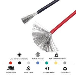 Cable de Cobre Estañado Sólido Resistente a Altas Temperaturas, <span class=keywords><strong>Calibre</strong></span> 4 6 7 8 10 12 14 16 18 20 22 <span class=keywords><strong>24</strong></span> AWG, Cable de Silicona con Aislamiento de Goma - Product Image 2