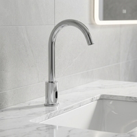 Keran Kamar Mandi Keramik Elektrik Stainless Steel Modern Satu Lubang Langsung dari Pabrik, Mixer Wastafel Otomatis untuk Penggunaan di Kamar Tidur
