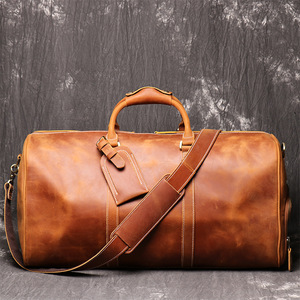 Brown Vintage Leather Duffle <b>Bag</b> With Shoe Compartment New Design Travel or <b>Overnight</b> <b>Bag</b> for Men and Women - Product Image 2