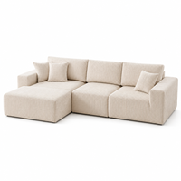 Canapé modulaire sectionnel moderne en tissu, compressé sous vide, en forme de L avec chaise longue, assise profonde, pour salon