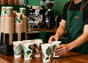 Gobelets en papier biodégradables et compostables personnalisables, directement de l'usine, fournisseur de gobelets à café jetables - Product Image 2