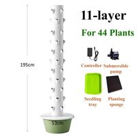 Tour de culture hydroponique à 11 niveaux et 44 trous pour balcon, système de pluie pour légumes, vente en gros