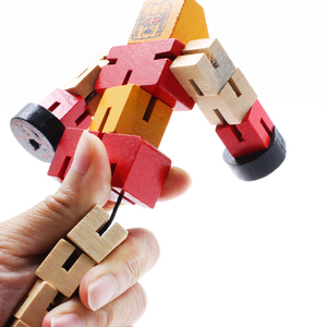 Niños transformación <span class=keywords><strong>Robot</strong></span> bloques de construcción juguetes de madera para niños coche figura modelo rompecabezas aprendizaje inteligencia juguete regalos - Product Image 3
