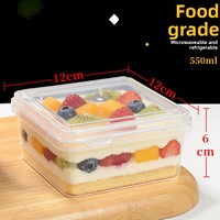 Boîte à tiramisu en plastique PP carrée avec couvercle amovible, qualité alimentaire, pour l'emballage et le stockage de gâteaux en boulangerie