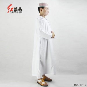 Abaya holgada de cuello redondo para niños musulmanes, hasta el tobillo, de manga larga, ropa ligera para el día a día - Product Image 1