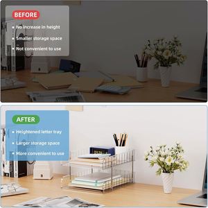ที่จัดระเบียบเอกสารแบบใส ยกสูง วางซ้อนกันได้ 2 ชั้น สำหรับจัดเก็บเอกสารขนาด Letter/A4  พร้อมถาดใส่กระดาษ - Product Image 5