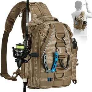 Mochila de aparejos de pesca de muestra gratis con 4 bandejas, bolsa grande de almacenamiento para exteriores con cubierta protectora para la lluvia para pescar - Product Image 4