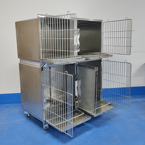กรงสัตว์เลี้ยงสแตนเลสแข็งแรง ทนทาน พับเก็บได้ พร้อมฟังก์ชั่นแสดงอุณหภูมิและความชื้น สำหรับสุนัข แมว ใช้ในโรงพยาบาลสัตว์ ราคาประหยัด - Product Image 2