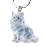 Porte-clés souvenir pour animaux de compagnie peint à la main en gros |   Breloque de rangement pour poils de chat en acrylique transparent |   Accessoire pour chat pour les amoureux des animaux