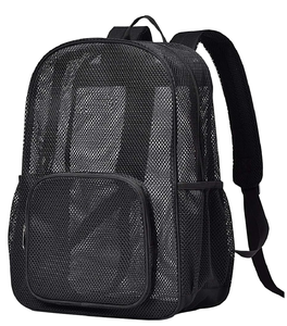 Heavy Duty See-Through Mesh Student Zippered Backpack Multi-Pocket Breathable School Beach <b>Bag</b> OEM Wholesale - Product Image 1