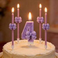 Lot de bougies d'anniversaire créatives en forme de nœud papillon violet pour la décoration de gâteaux et desserts lors de fêtes d'anniversaire