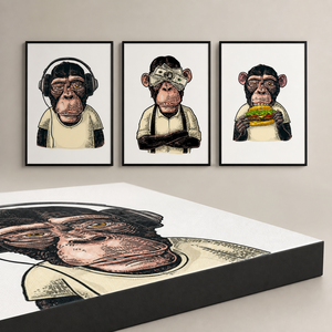 Impresión Artística de Pared con Diseño de 3 <span class=keywords><strong>Monos</strong></span> <span class=keywords><strong>Sabios</strong></span>, Tríptico Divertido de Animales para Sala de Estar, Oficina, Hotel, Decoración Interior Contemporánea - Product Image 5